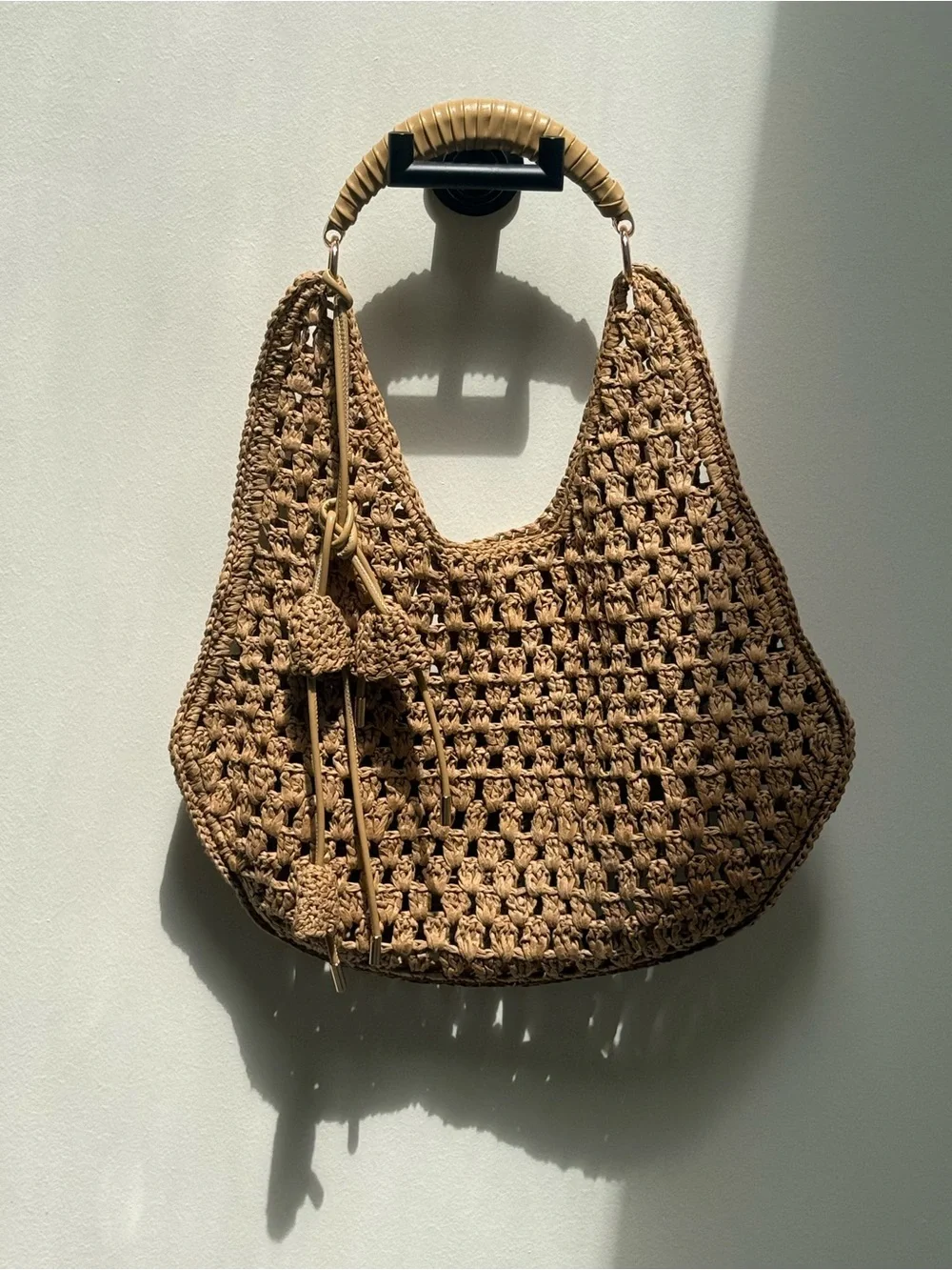 Woven Straw Hobo Bag in Tan - Picture 1 of 1